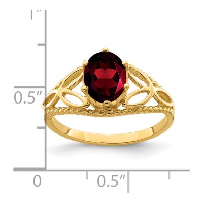 14K Yellow Gold Garnet Oval Filigree Ring – view 2