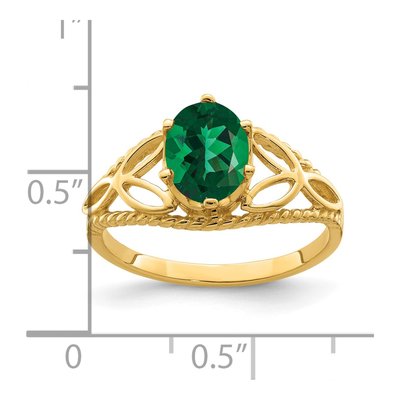 14K Yellow Gold Lab-Created Helenite St Helens Filigree Ring – view 2