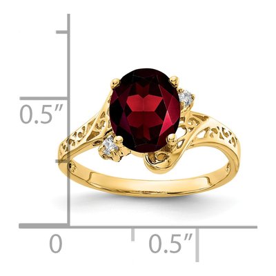 14K Yellow Gold 1/20 ct tw Garnet & Diamond Oval Ring – view 2