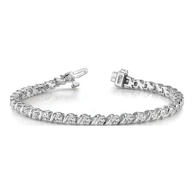 14K White Gold 2 ct tw Swirled Tennis Bracelet Mounting – view 3