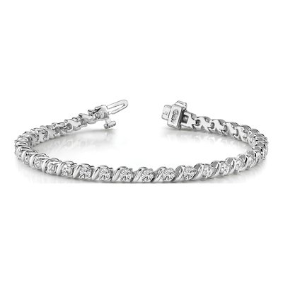 14K White Gold 2 ct tw Swirled Tennis Bracelet Mounting – view 5