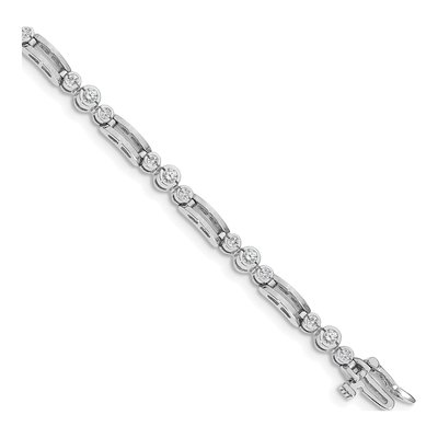 14K White Gold 1 ct tw Diamond Paperclip Tennis Bracelet Mounting