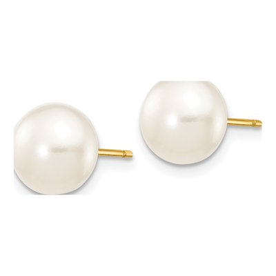 14K Yellow Gold Freshwater Cultured Pearl Button Stud Earrings – view 3