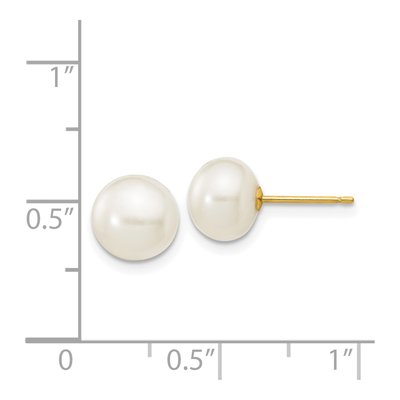 14K Yellow Gold Freshwater Cultured Pearl Button Stud Earrings – view 5