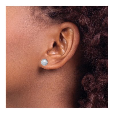 14K Yellow Gold Round Grey Freshwater Cultured Pearl Stud Earrings – view 3