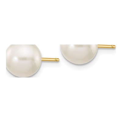 14K Yellow Gold Round Freshwater Cultured Pearl Stud Earrings – view 3