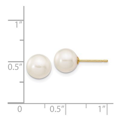 14K Yellow Gold Round Freshwater Cultured Pearl Stud Earrings – view 5