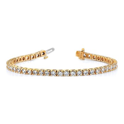 14K Yellow Gold 1.25 ct tw Diamond Round 4-prong Tennis Bracelet