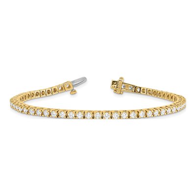 14K Yellow Gold 2.86 ct tw Diamond Round 4-prong Tennis Bracelet – view 4