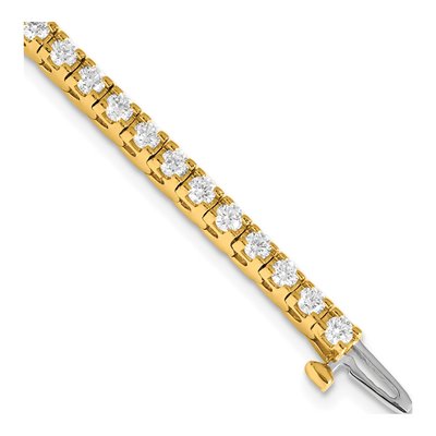 14K Yellow Gold 2.86 ct tw Diamond Round 4-prong Tennis Bracelet