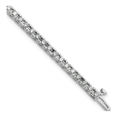 14K White Gold 2.86 ct tw Diamond Round 4-prong Tennis Bracelet
