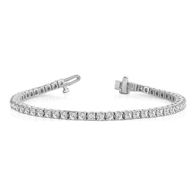 14K White Gold 4.1 ct tw Diamond Round 4-prong Tennis Bracelet – view 4