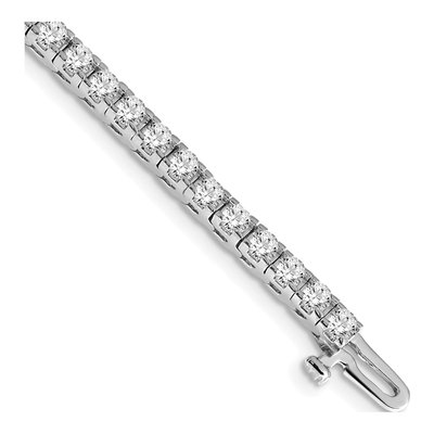 14K White Gold 4.1 ct tw Diamond Round 4-prong Tennis Bracelet