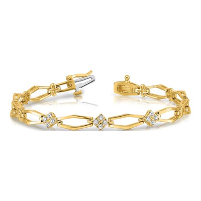 14K Yellow Gold 1/5 ct tw Diamond Cluster Bracelet Mounting – view 5