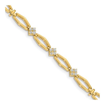 14K Yellow Gold 1/5 ct tw Diamond Cluster Bracelet
