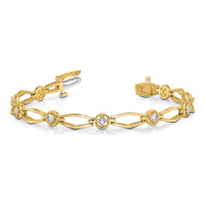 14K Yellow Gold 3/4 ct tw Diamond Fancy Link Bracelet Mounting – view 5