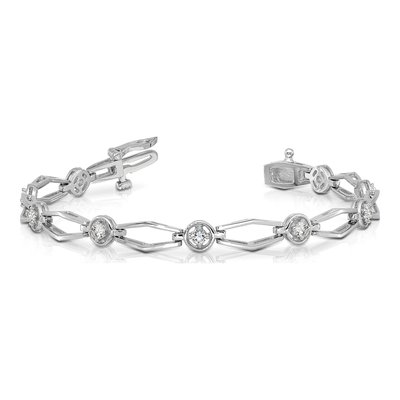 14K White Gold 3/4 ct tw Diamond Fancy Link Bracelet Mounting – view 5