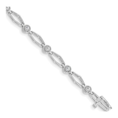 14K White Gold 3/4 ct tw Diamond Fancy Link Bracelet Mounting