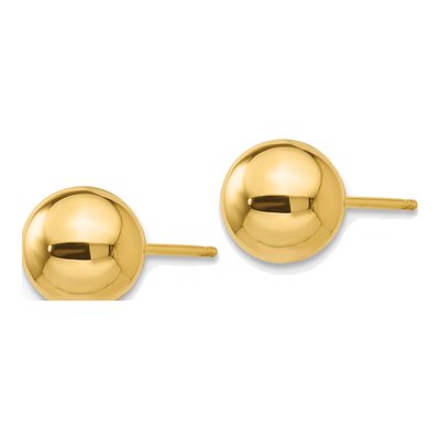 14K Yellow Gold Puffed Ball Stud Earrings – view 3