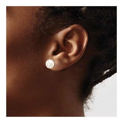 14K Yellow Gold Button Freshwater Cultured Pearl Stud Earrings – view 4