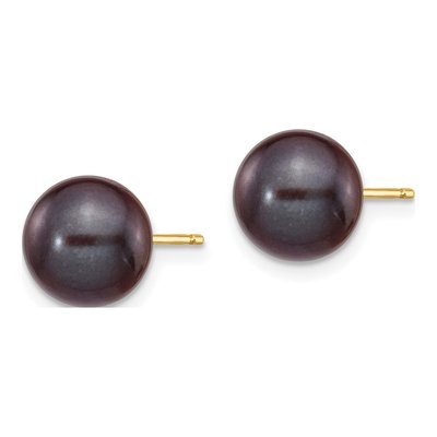 14K Gold Black Freshwater Pearl Stud Earrings – view 2