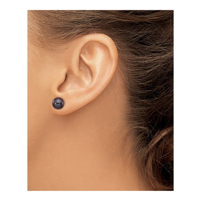 14K Gold Black Freshwater Pearl Stud Earrings – view 3