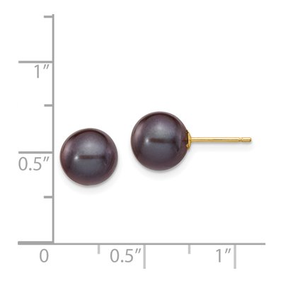 14K Gold Black Freshwater Pearl Stud Earrings – view 4