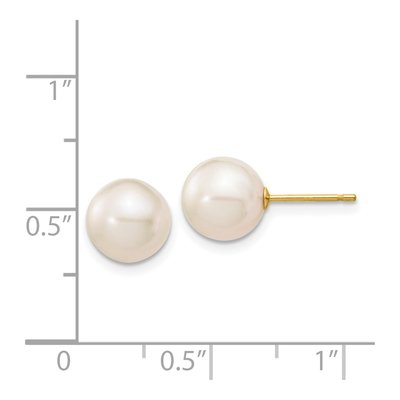 14K Yellow Gold Round Freshwater Cultured Pearl Stud Earrings – view 5