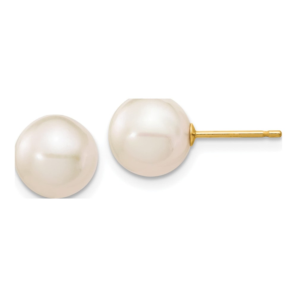 14K Gold White Freshwater Pearl Stud Earrings
