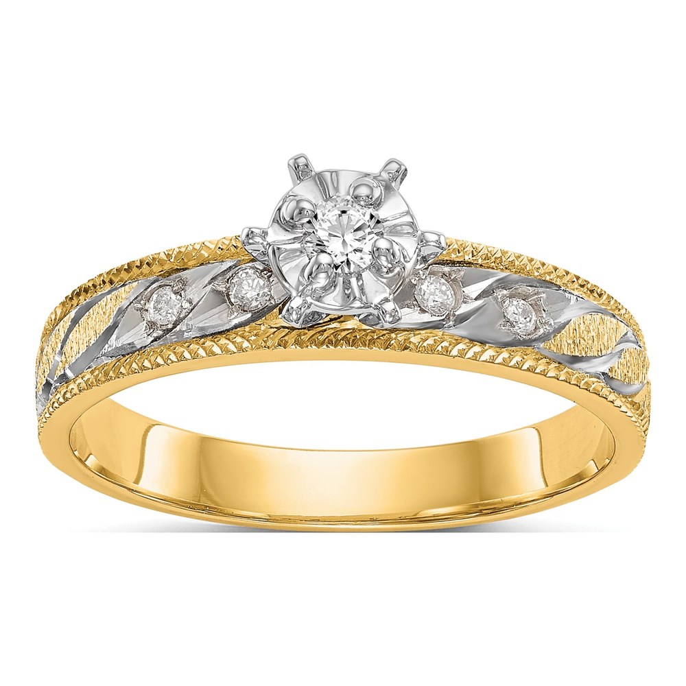 14K Yellow Gold 1/10 ct tw Diamond Engagement Ring