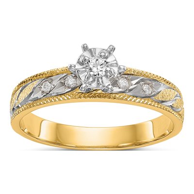 14K Yellow Gold 1/10 ct tw Diamond Engagement Ring