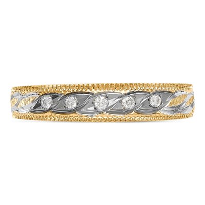 14K Yellow Gold 1/20 ct tw Diamond Trio Wedding Band – view 4