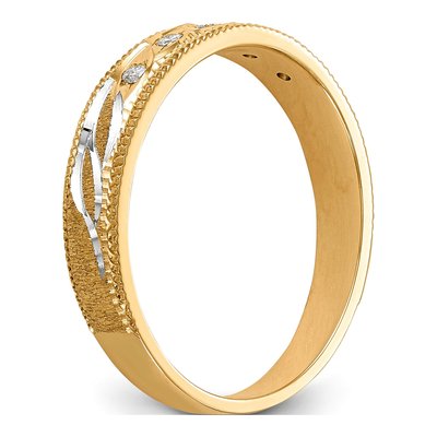14K Yellow Gold 1/20 ct tw Diamond Trio Wedding Band – view 6