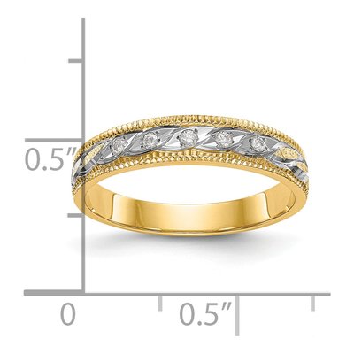 14K Yellow Gold 1/20 ct tw Diamond Trio Wedding Band – view 7