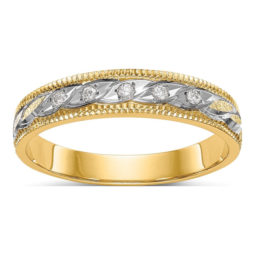 14K Yellow Gold Diamond Trio Wedding Band, Size 6