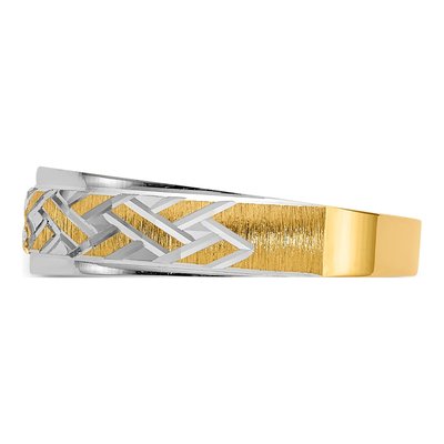 Men's 14K Yellow Gold Diamond Trio Wedding Band – view 3