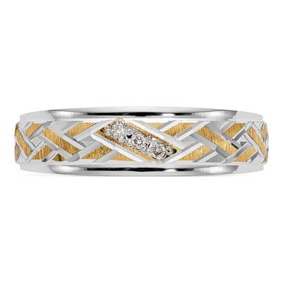 Men's 14K Yellow Gold Diamond Trio Wedding Band – view 4