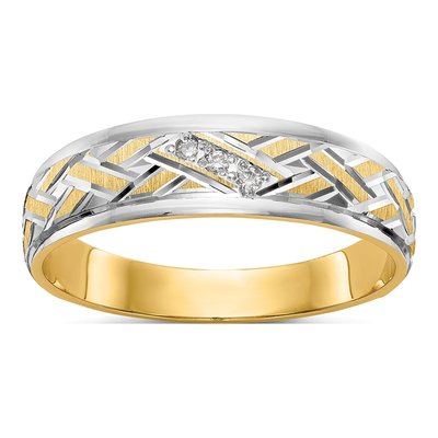 Men's 14K Yellow Gold Diamond Trio Wedding Band