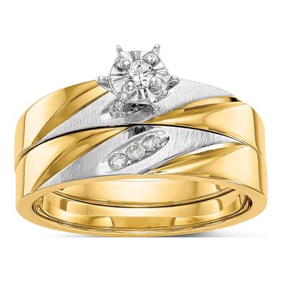 14K Yellow Gold 1/15 ct tw Diamond Trio Engagement Ring – view 8