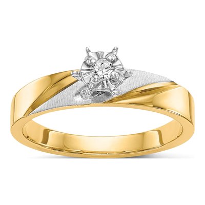 14K Yellow Gold 1/15 ct tw Diamond Trio Engagement Ring
