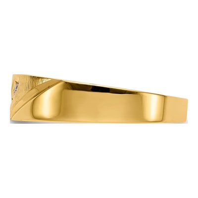 Men's 14K Yellow Gold 1/20 ct tw Diamond Trio Wedding Band – view 4