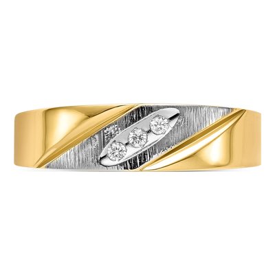 Men's 14K Yellow Gold 1/20 ct tw Diamond Trio Wedding Band – view 5