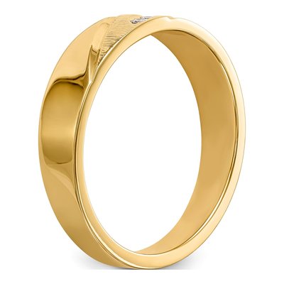 Men's 14K Yellow Gold 1/20 ct tw Diamond Trio Wedding Band – view 7
