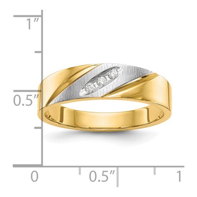 Men's 14K Yellow Gold 1/20 ct tw Diamond Trio Wedding Band – view 8