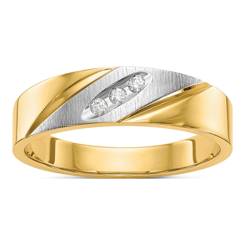 Men's 14K Yellow Gold 1/20 ct tw Diamond Trio Wedding Band
