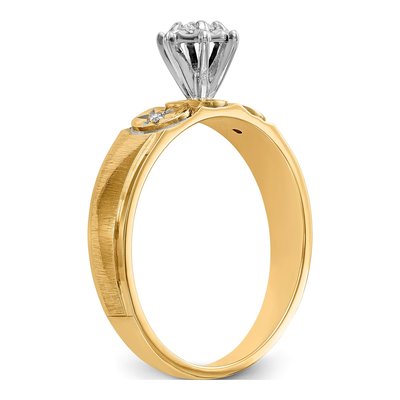 14K Yellow Gold 1/15 ct tw Diamond Trio Engagement Ring – view 6