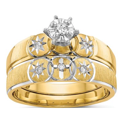 14K Yellow Gold 1/15 ct tw Diamond Trio Engagement Ring – view 7