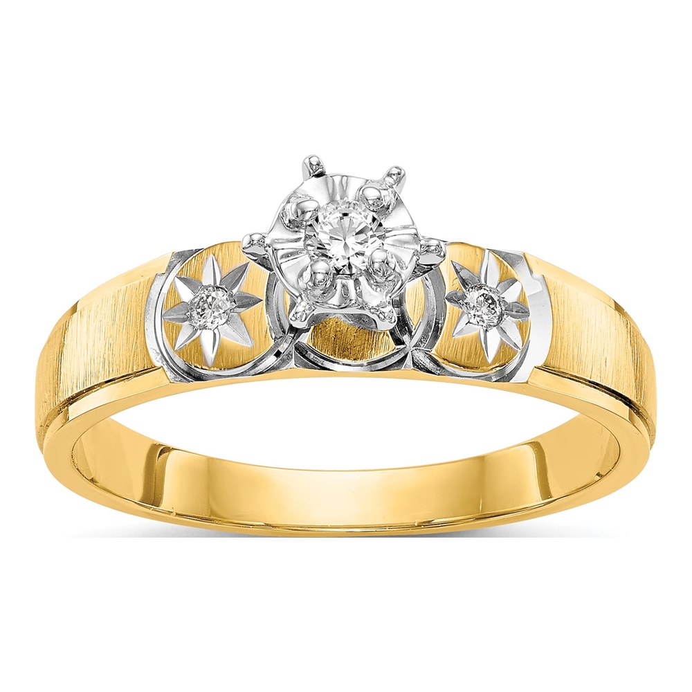 14K Yellow Gold Diamond Trio Engagement Ring