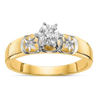 14K Yellow Gold 1/15 ct tw Diamond Trio Engagement Ring