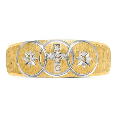 Men's 14K Yellow Gold Diamond Cross Wedding Band – view 5